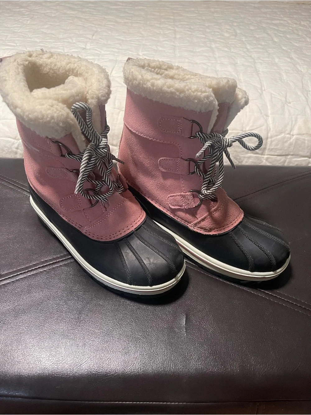 Target Pink and Black Girls' Insulated Winter Rain Boots with Faux Fur Cuff